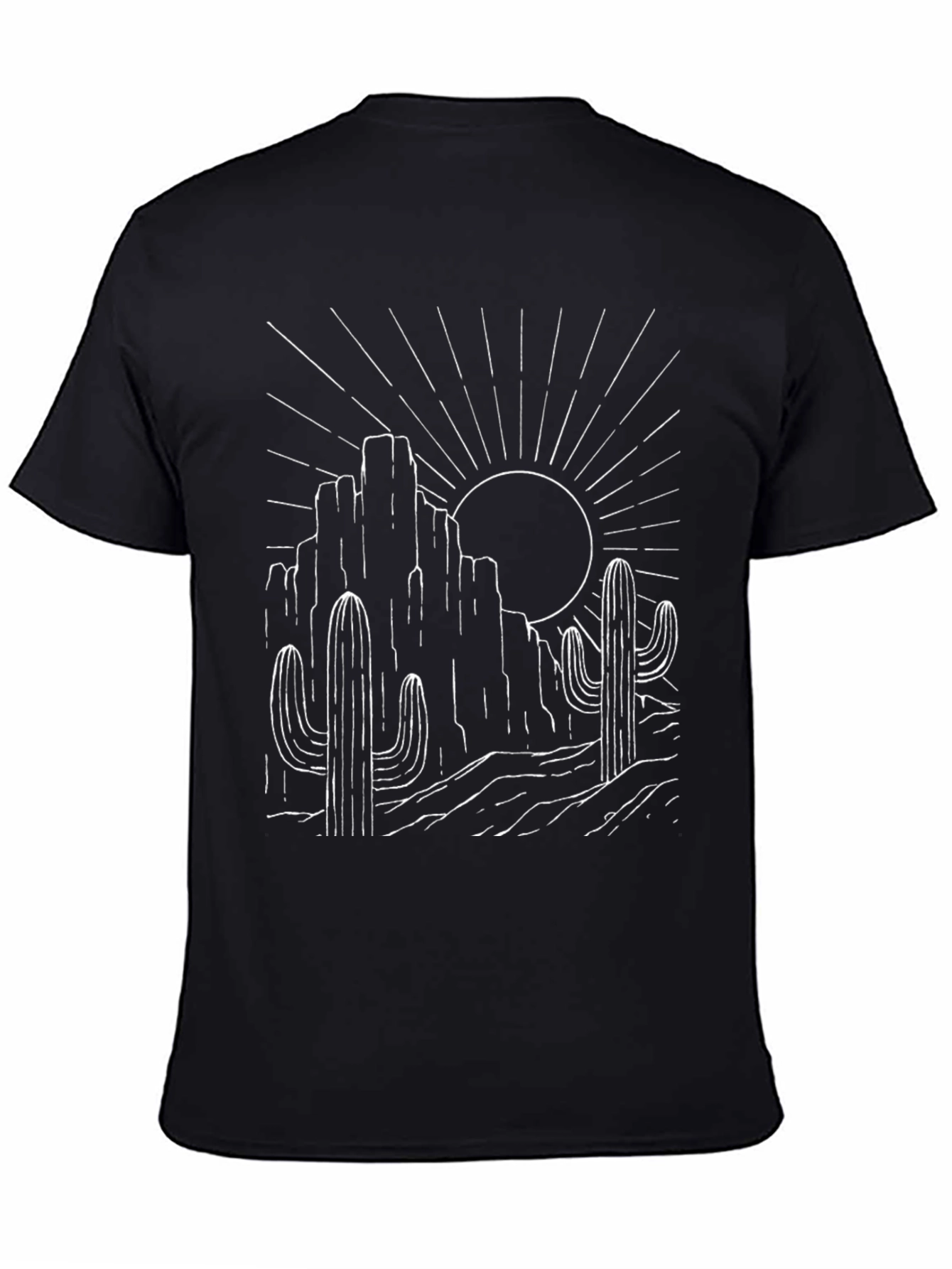 Desert Sunset Graphic Tee - Black Cotton T-Shirt