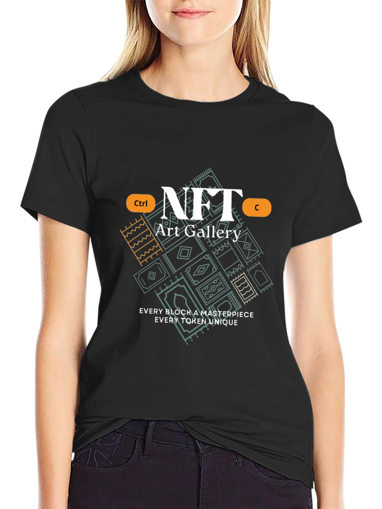 NFT Art Gallery Graphic Tee - Unique Block Masterpiece