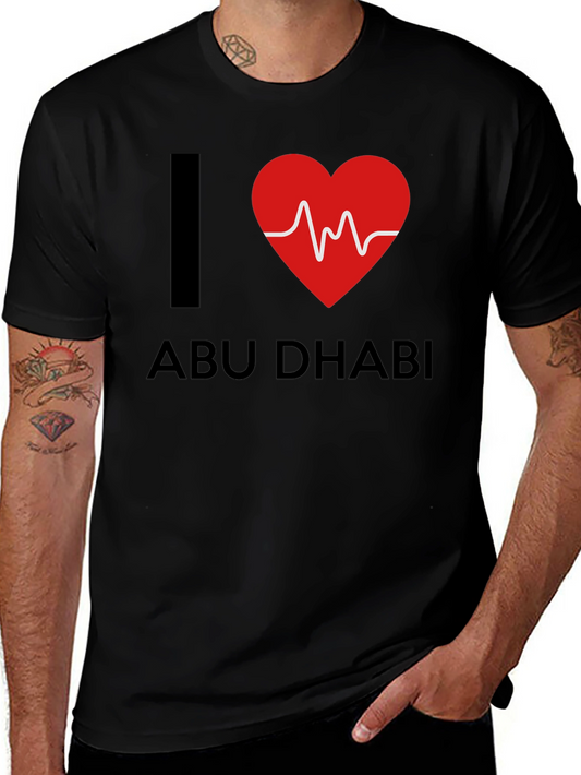 I Love Abu Dhabi Graphic Tee - Stylish Black T-Shirt