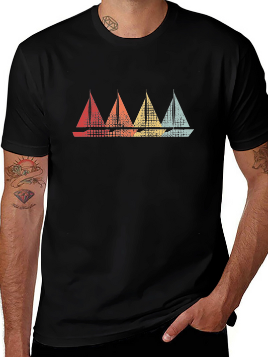 Vintage Sailboat Graphic Tee - Retro Style