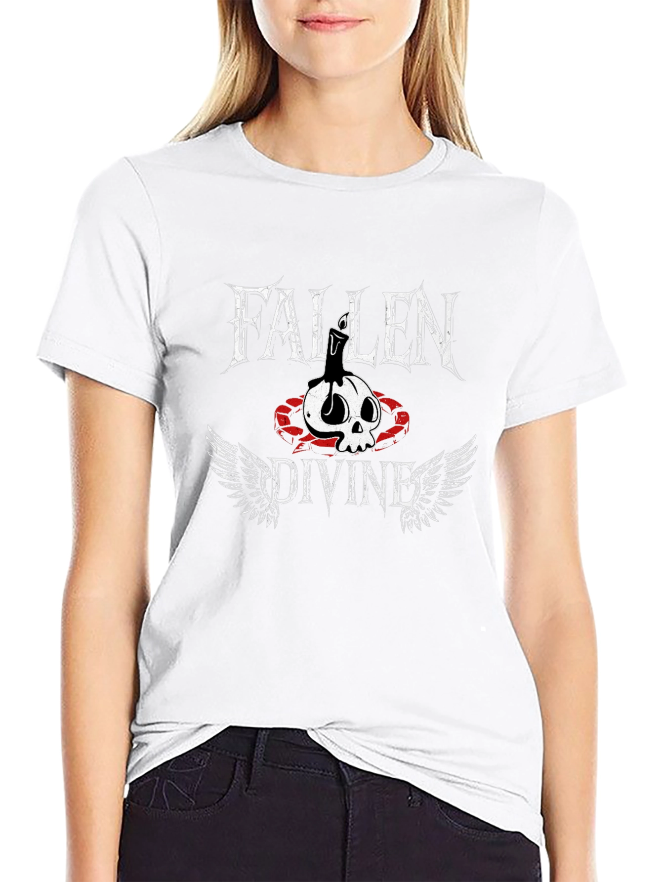 Fallen Divine Graphic Tee - Skull & Wings Print
