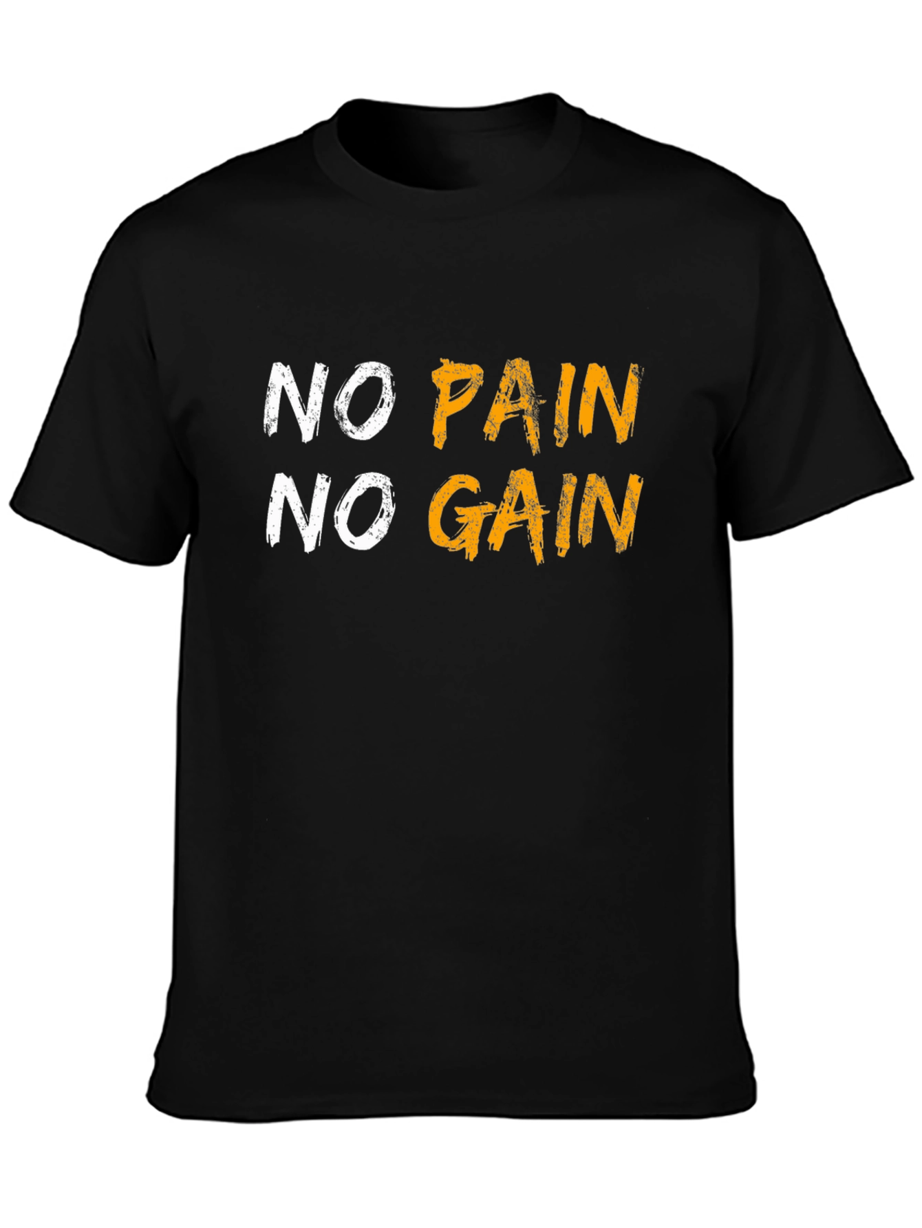 Motivational No Pain No Gain Graphic Tee - Black