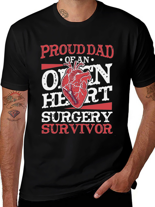 Proud Dad Open Heart Surgery Survivor Graphic T-Shirt