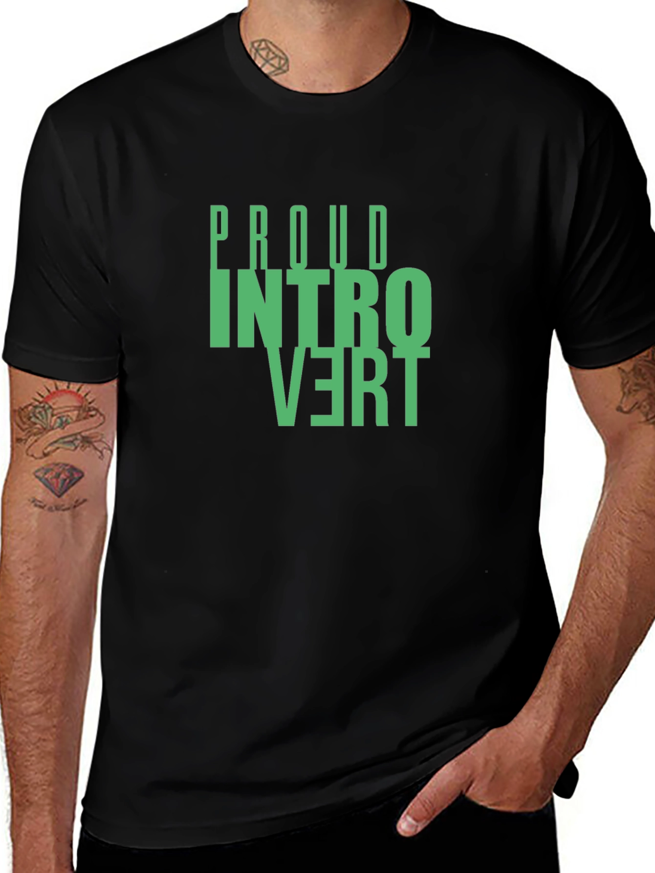 Proud Introvert T-Shirt - Black Cotton Graphic Tee