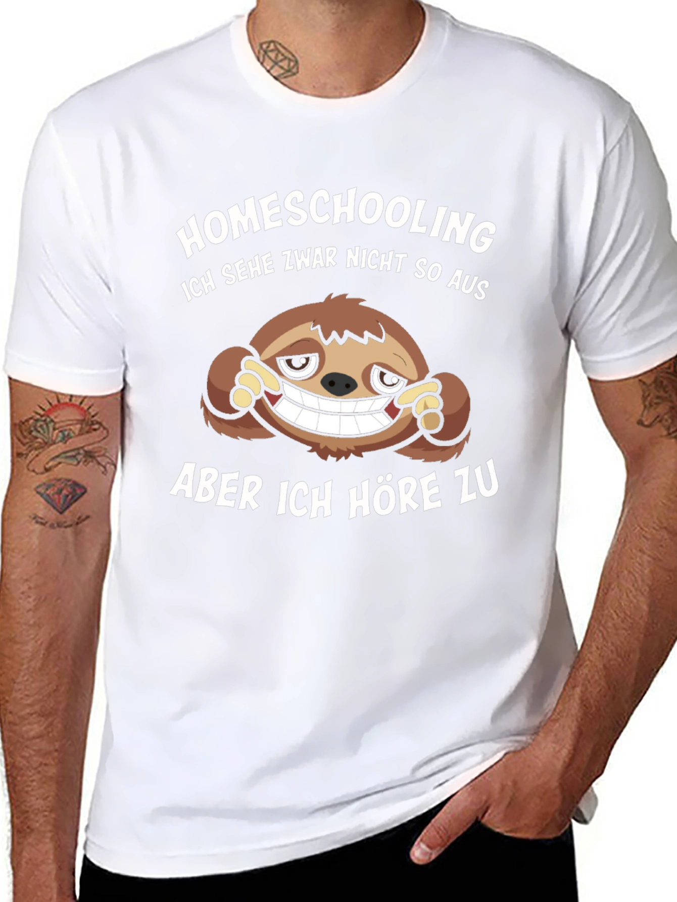 Homeschooling Sloth Graphic Tee - Black