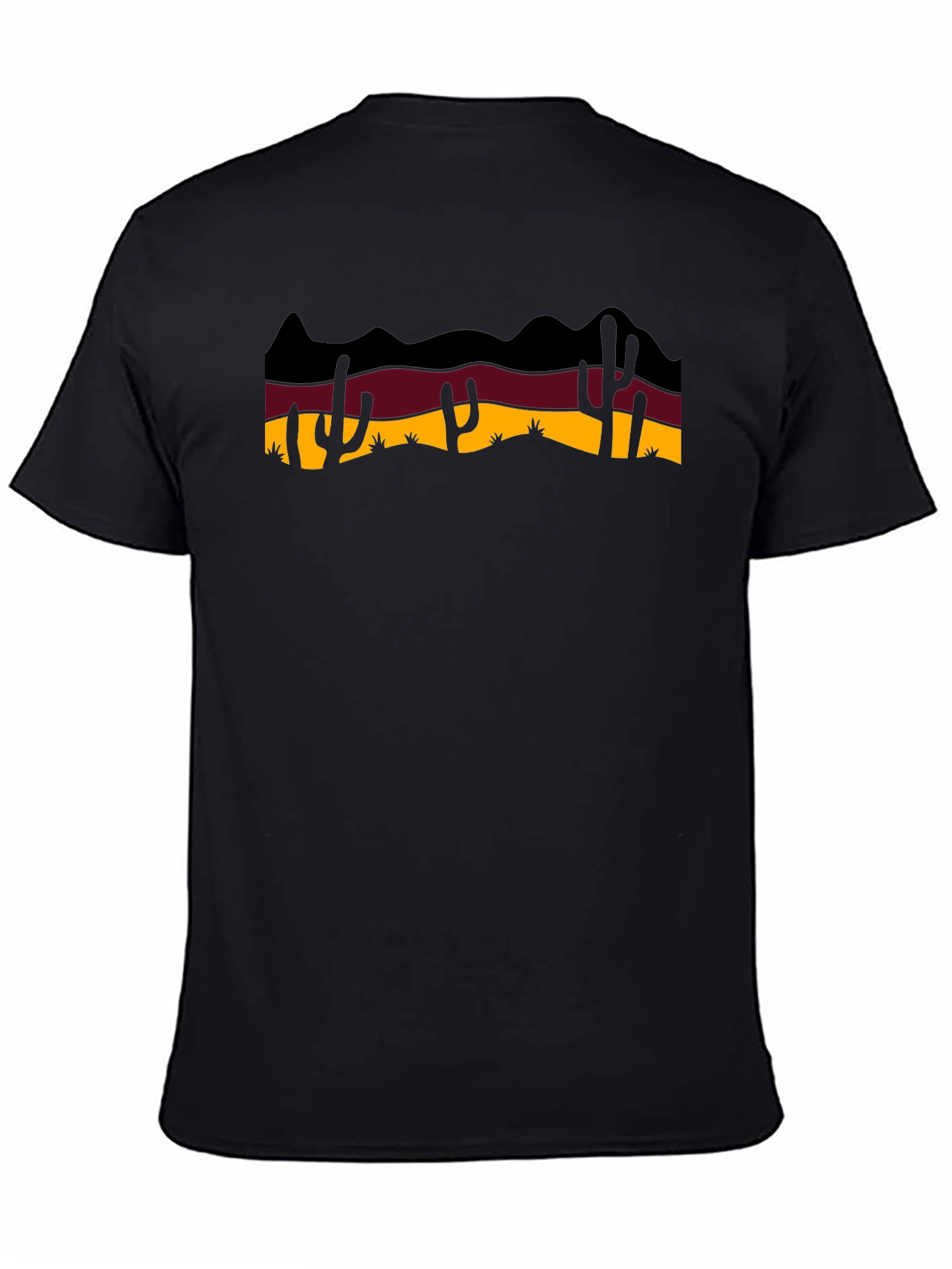 Desert Cactus Graphic Tee - Black Cotton T-Shirt