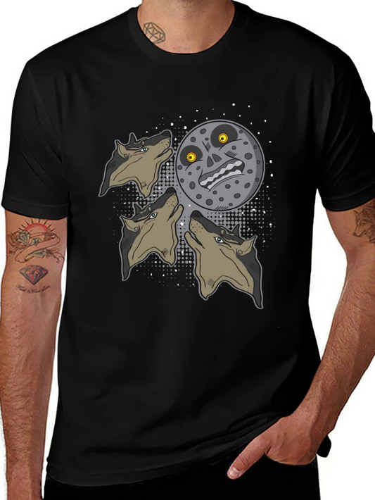 Majoras Mask Moon Howling Wolves Graphic T-Shirt