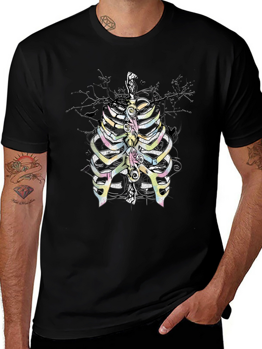 Rib Cage Graphic T-Shirt - Quirky Skeleton Design