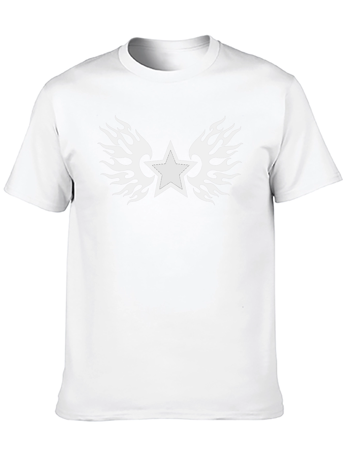 Star with Flames Graphic Tee - Black Cotton