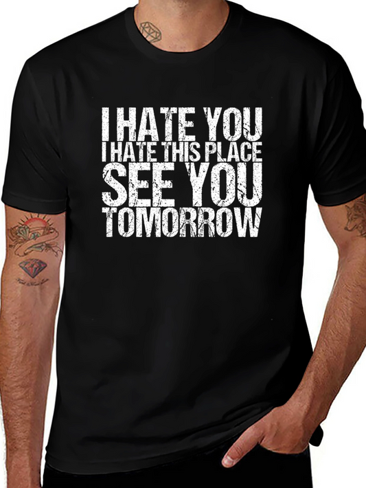 I Hate You Graphic Tee - Black Cotton Casual Shirt
