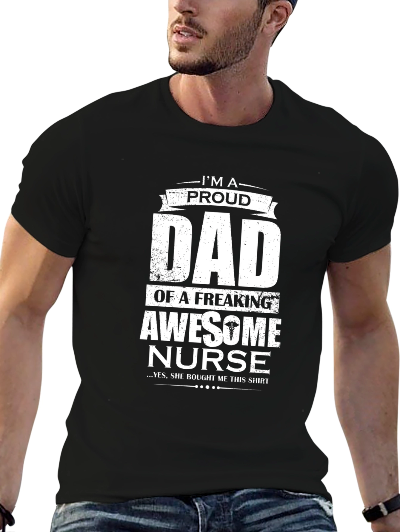 Proud Dad Awesome Nurse Graphic T-Shirt