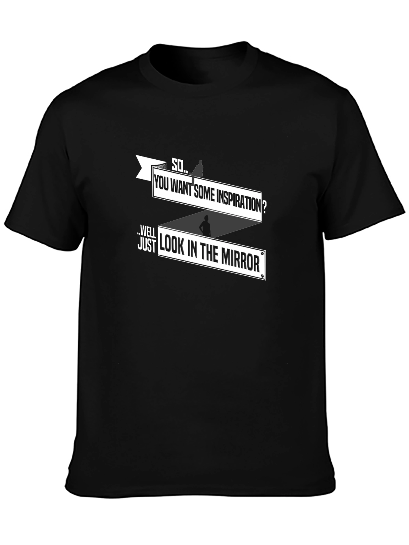 Inspirational Mirror Graphic Tee - Black Cotton T-Shirt