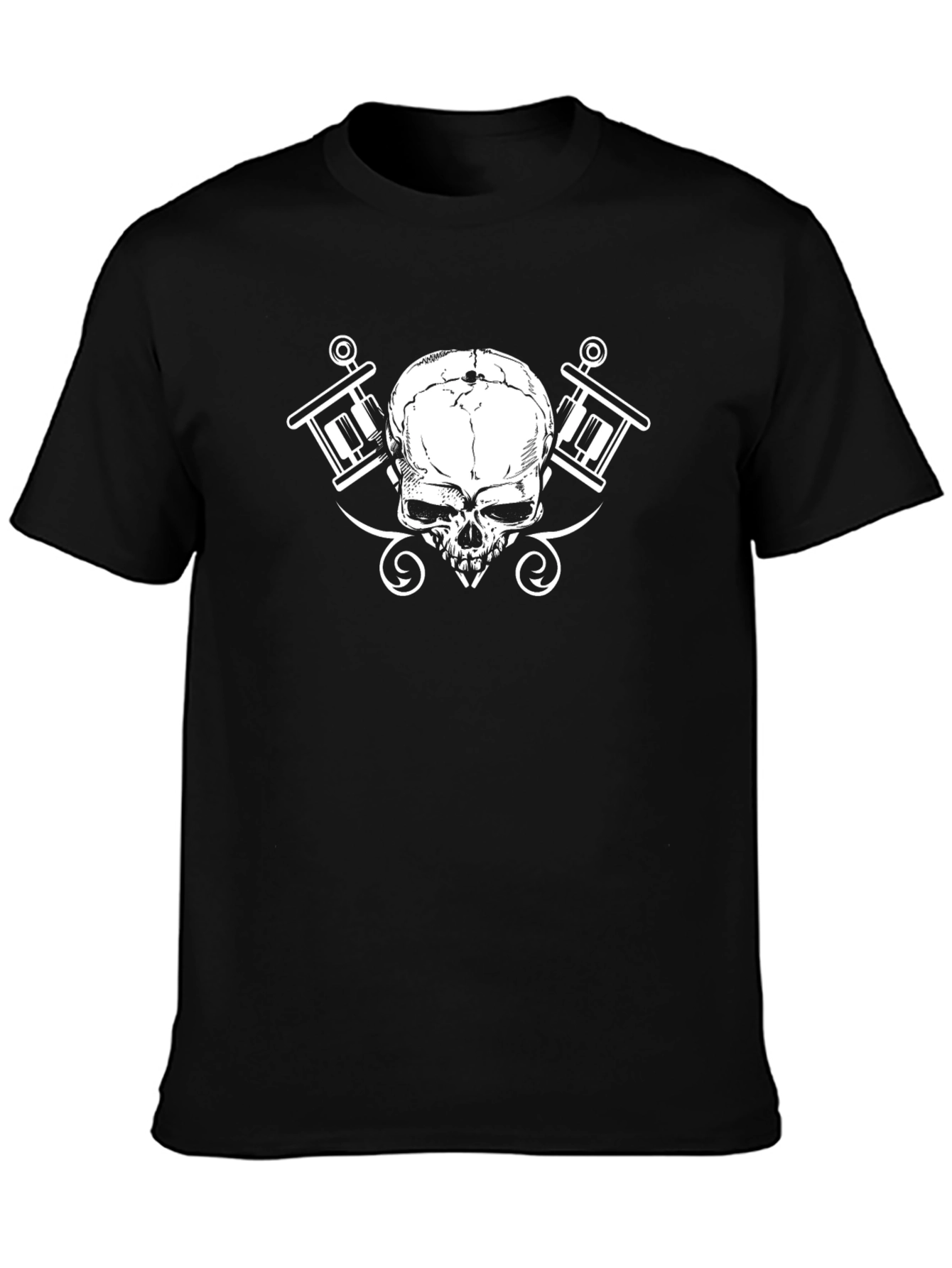 Skull & Tattoo Gun Graphic Black T-Shirt