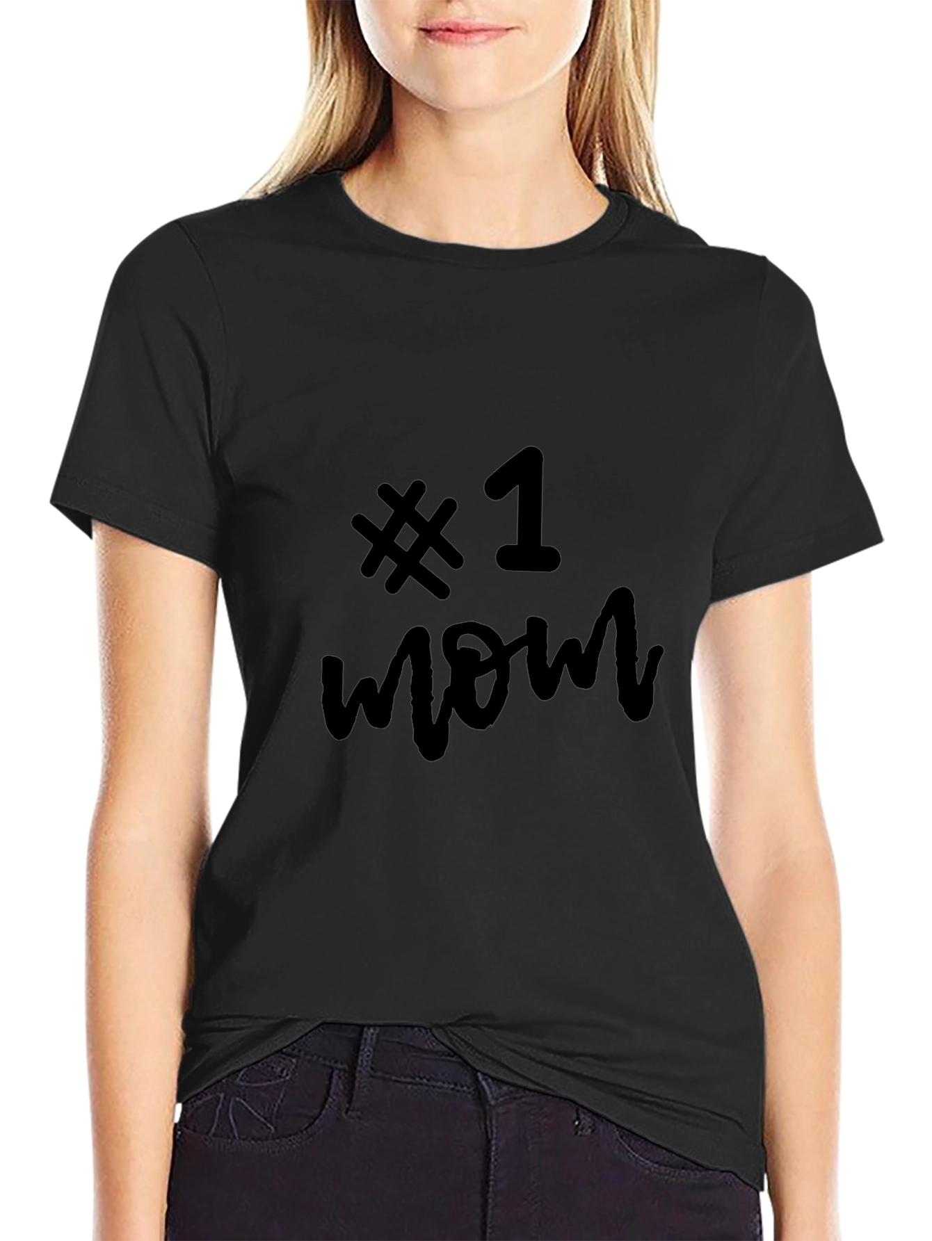 No. 1 Mom Black Graphic Tee