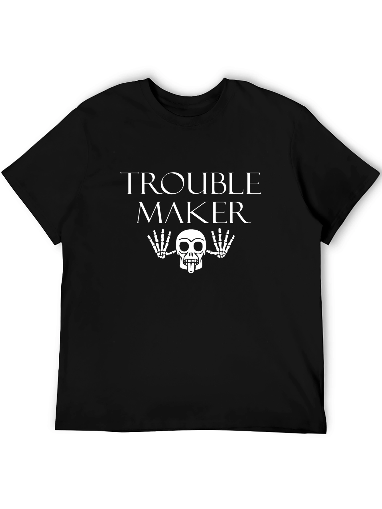 Trouble Maker Graphic Tee - Black Skull T-Shirt