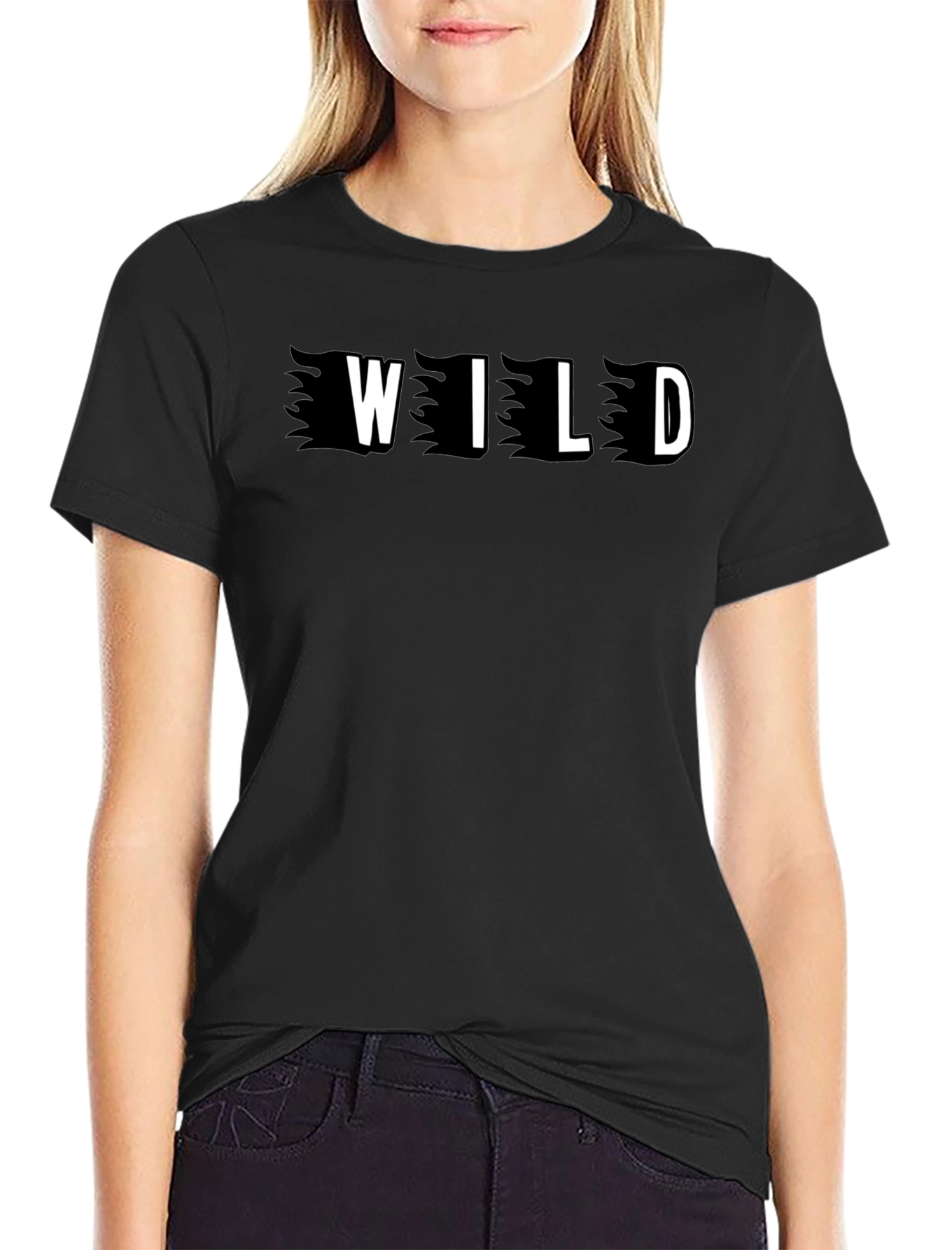 Wild Graphic Print Black Mens T-Shirt