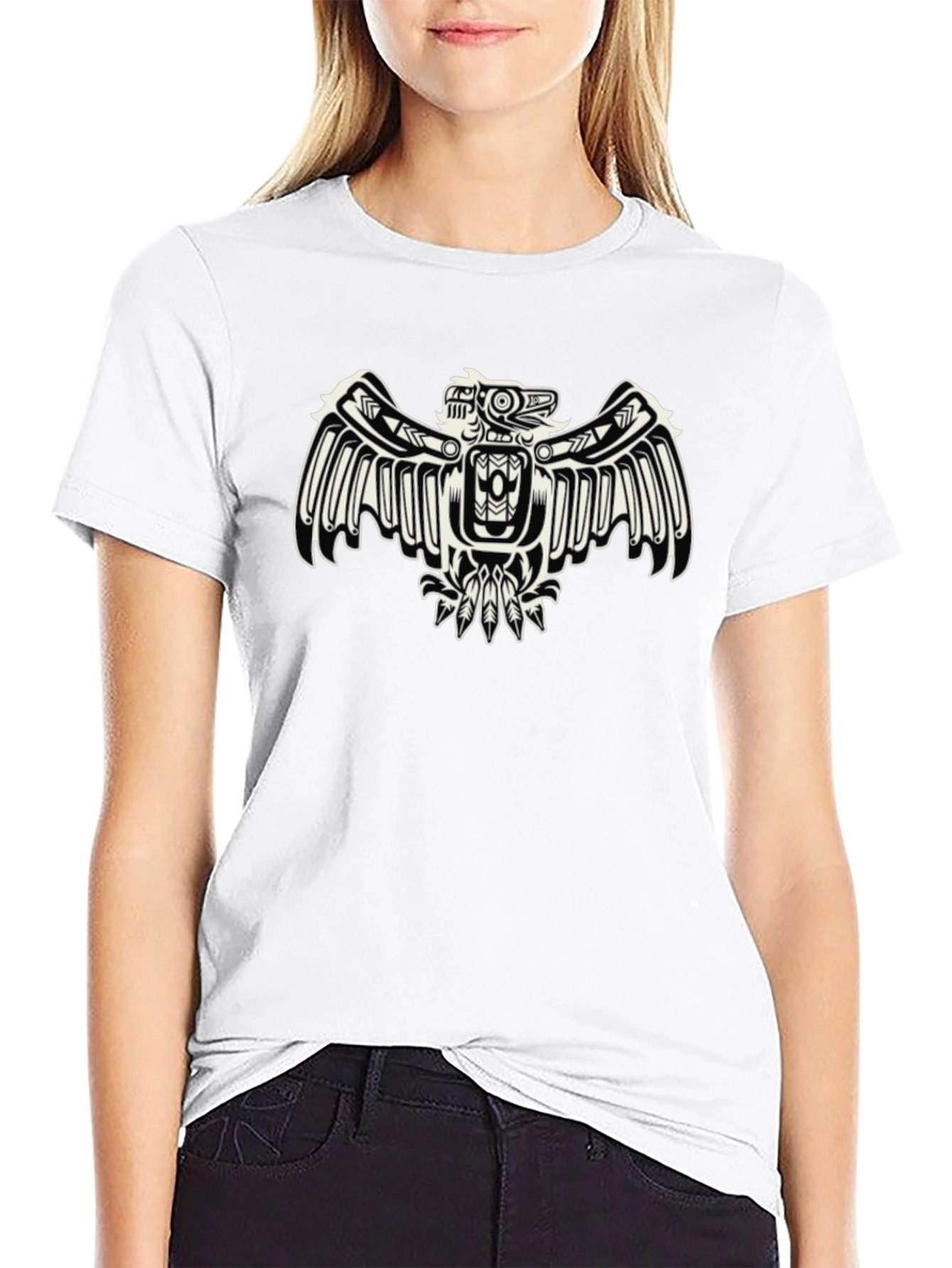 Native American Thunderbird Graphic Black T-Shirt