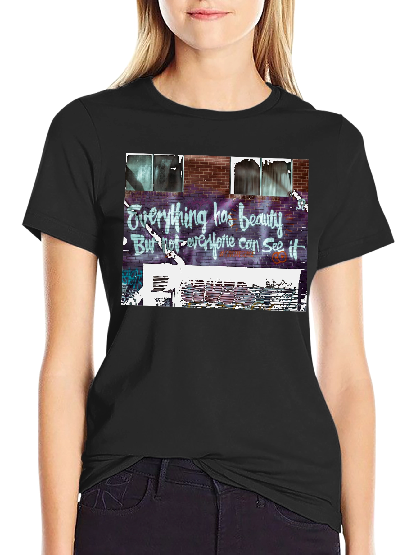 Beauty Graffiti Graphic Tee - Street Art Style