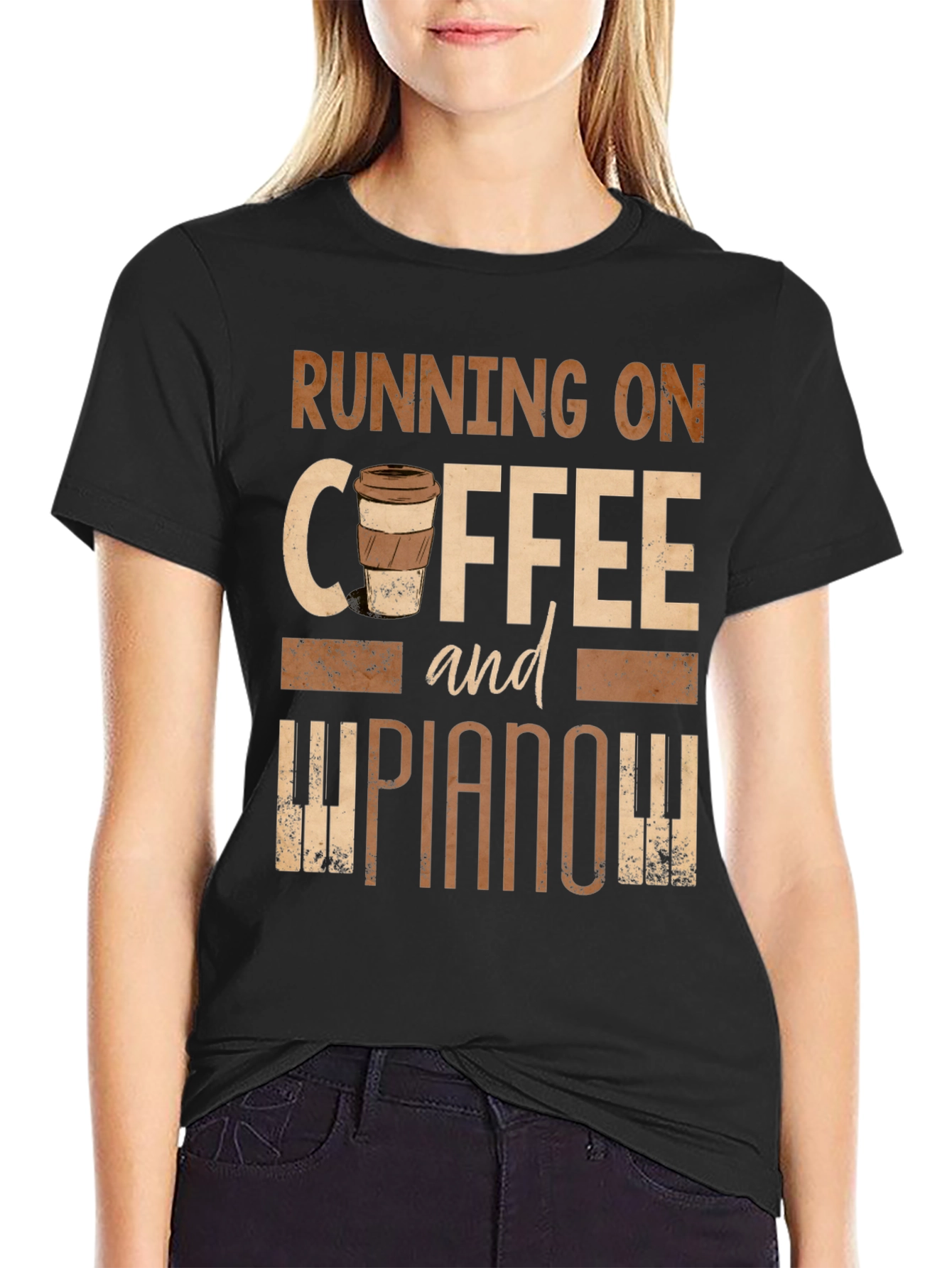 Running on Coffee and Piano Tee