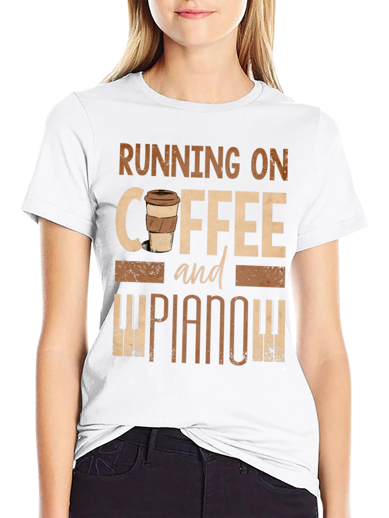 Running on Coffee and Piano Tee