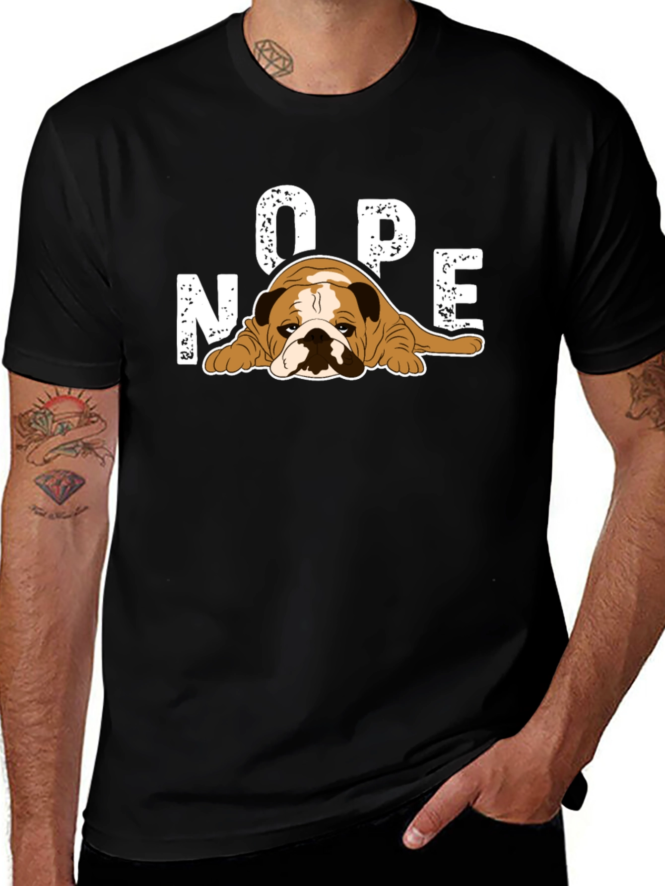 Nope Bulldog Graphic T-Shirt