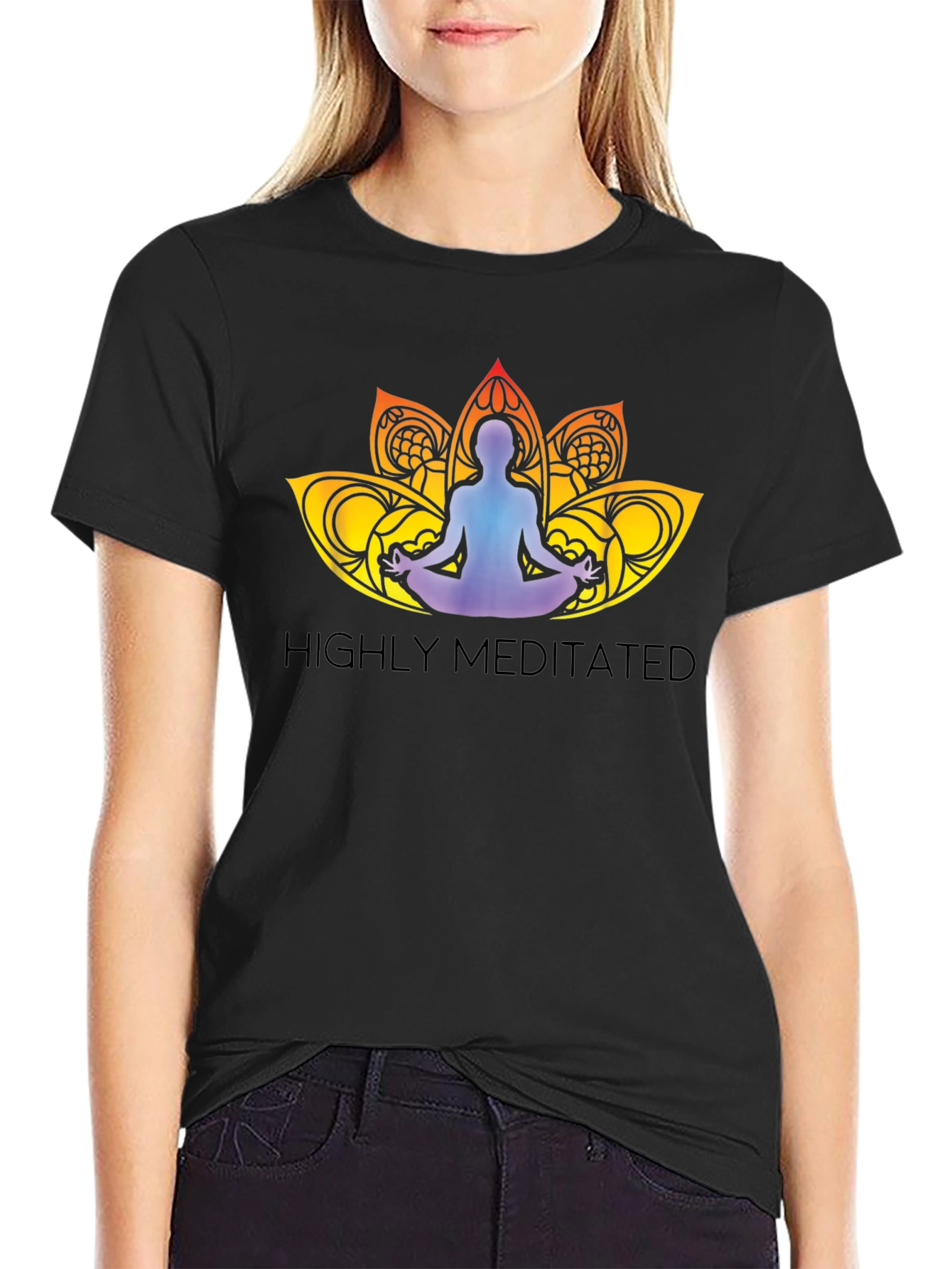 Highly Meditated Graphic Tee - Black Yoga Lotus T-Shirt