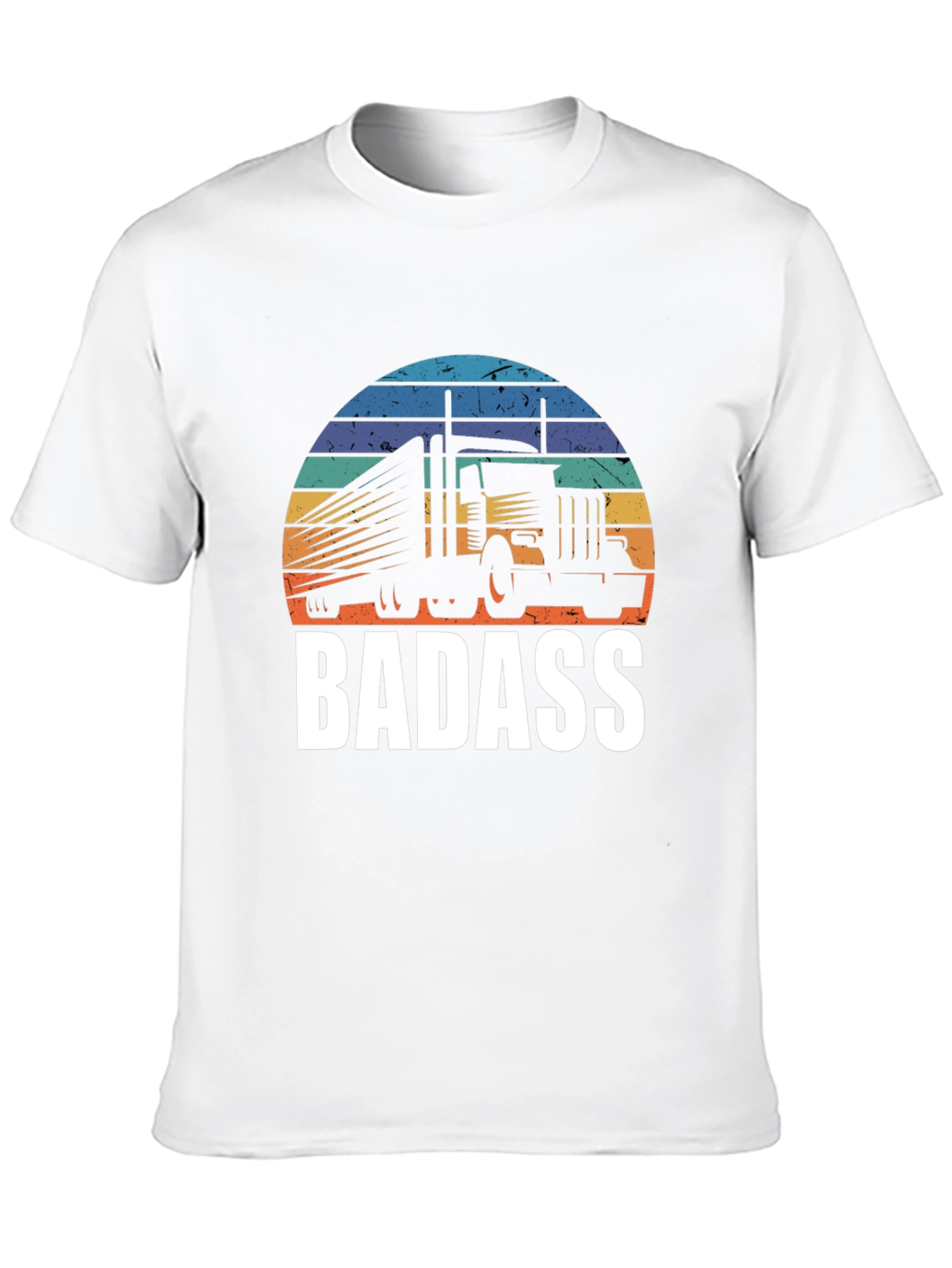 Badass Trucker T-Shirt - Retro Sunset Design