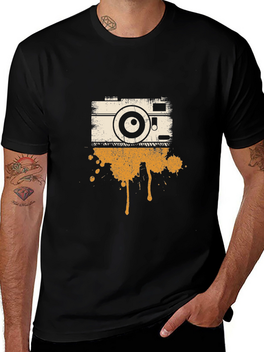 Vintage Camera Graphic T-Shirt - Black