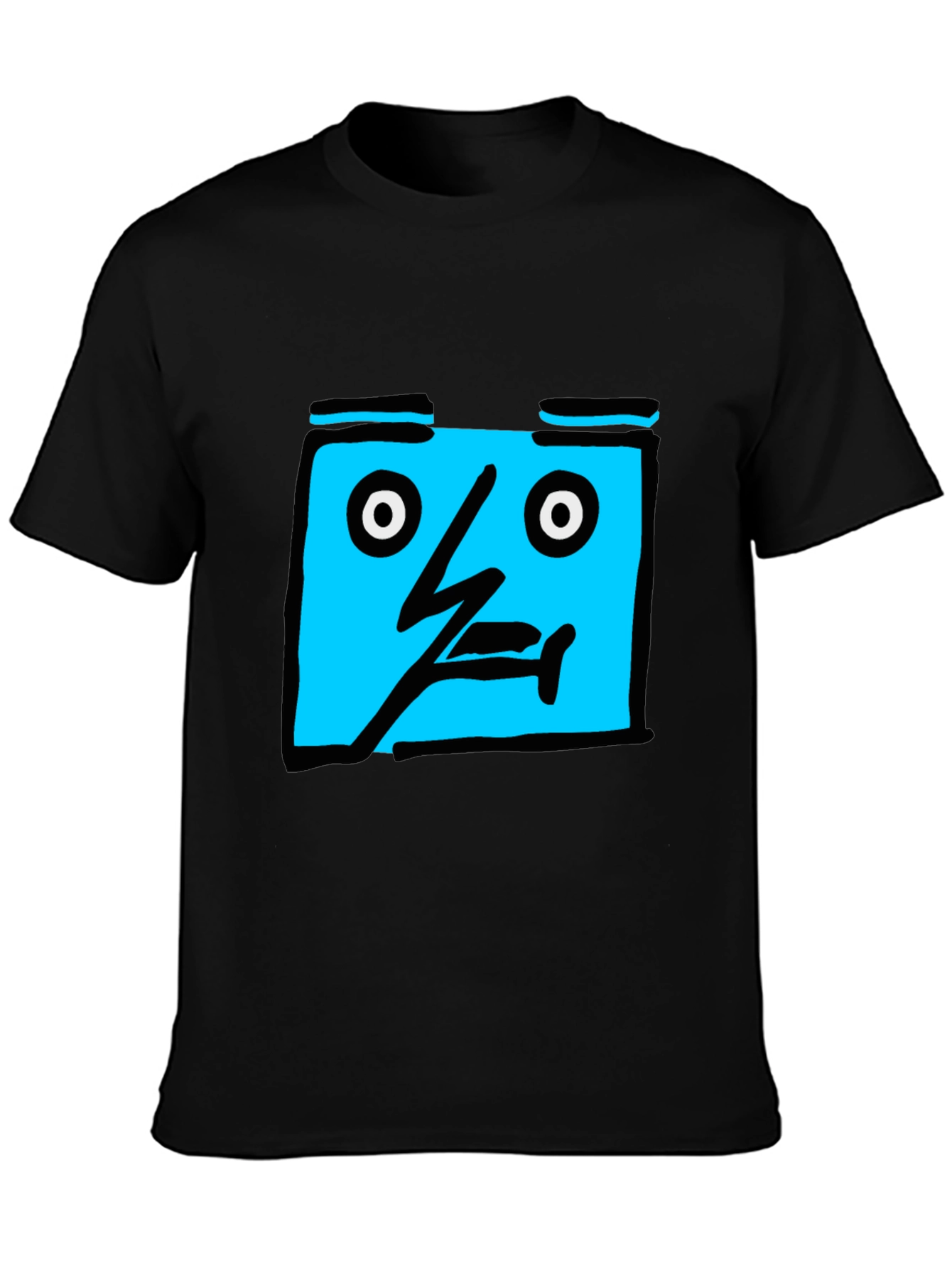 Abstract Face Graphic Black T-Shirt