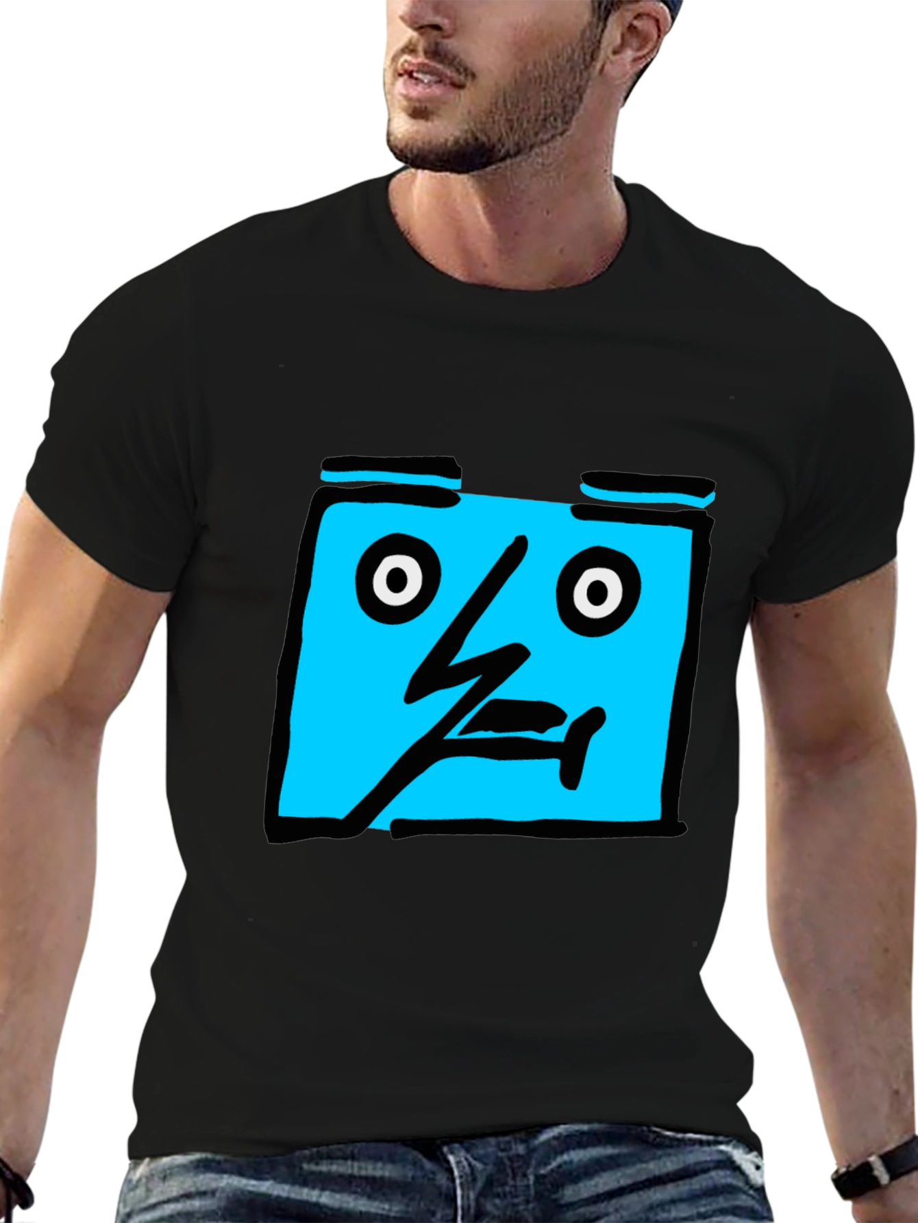 Abstract Face Graphic Black T-Shirt