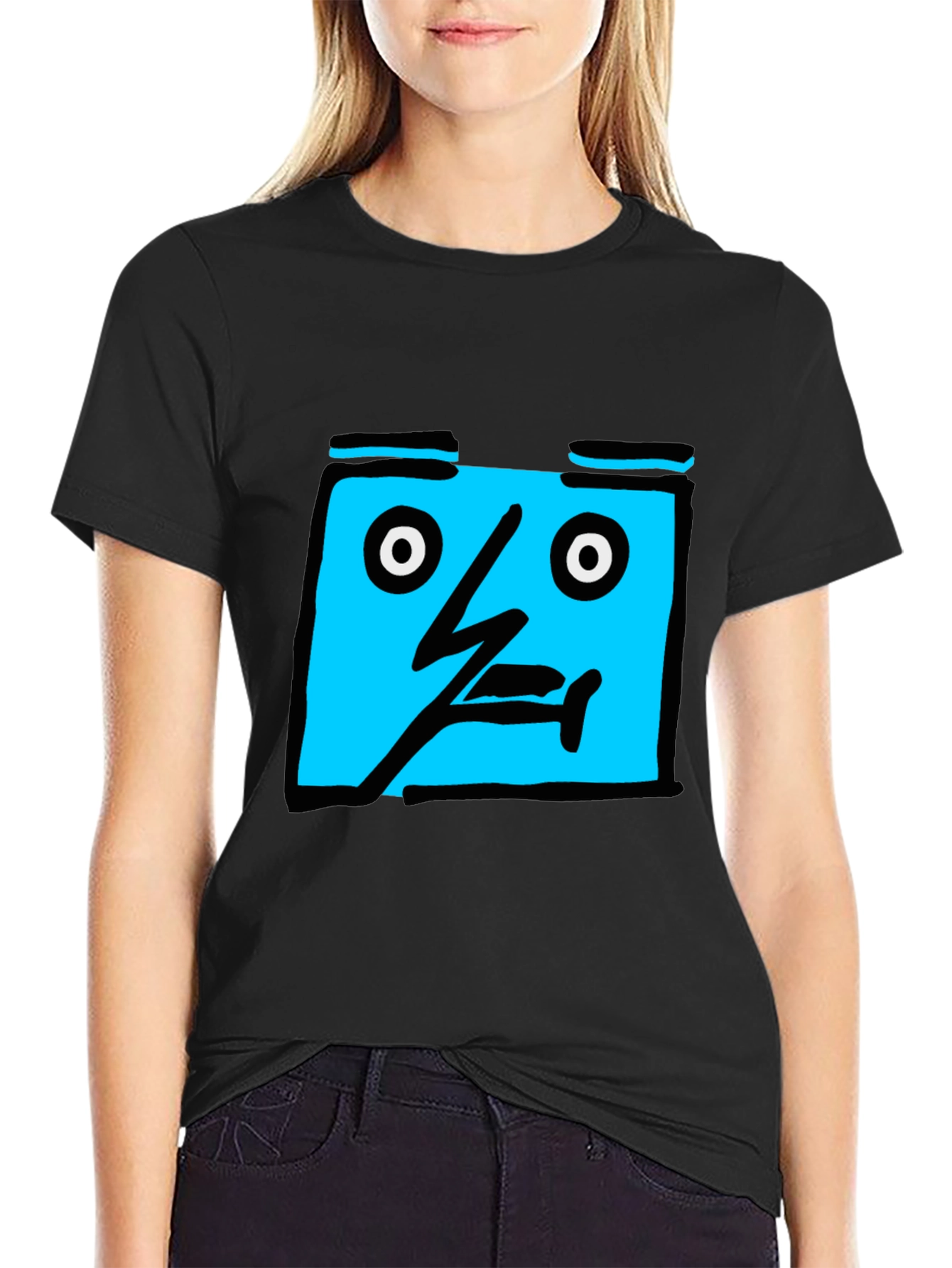 Abstract Face Graphic Black T-Shirt