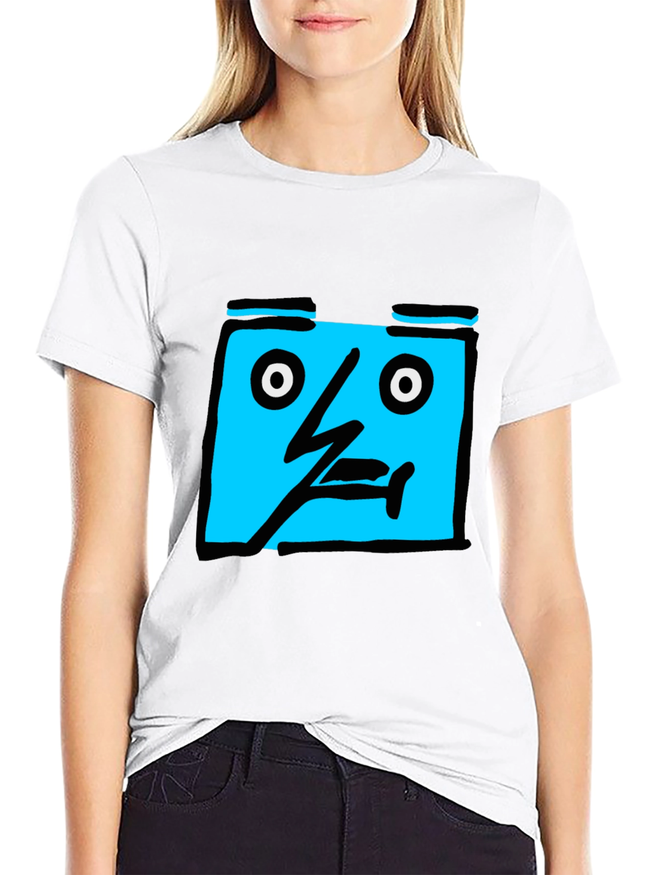 Abstract Face Graphic Black T-Shirt
