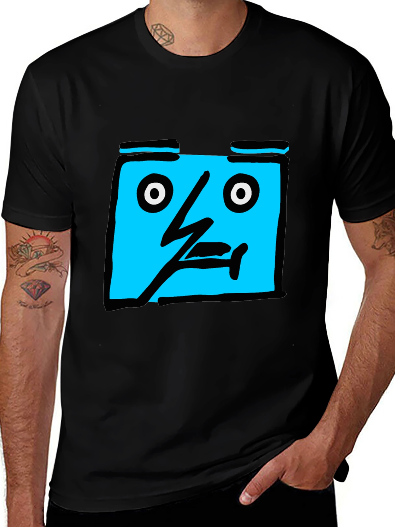 Abstract Face Graphic Black T-Shirt