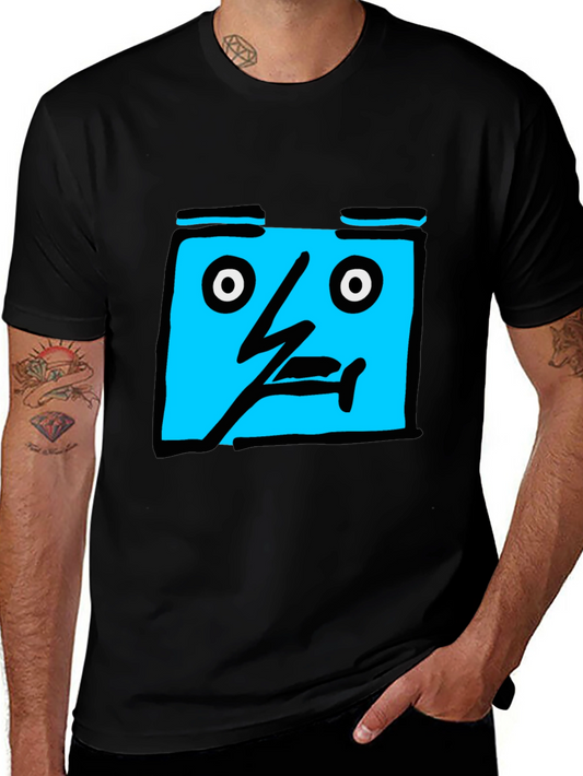 Abstract Face Graphic Black T-Shirt