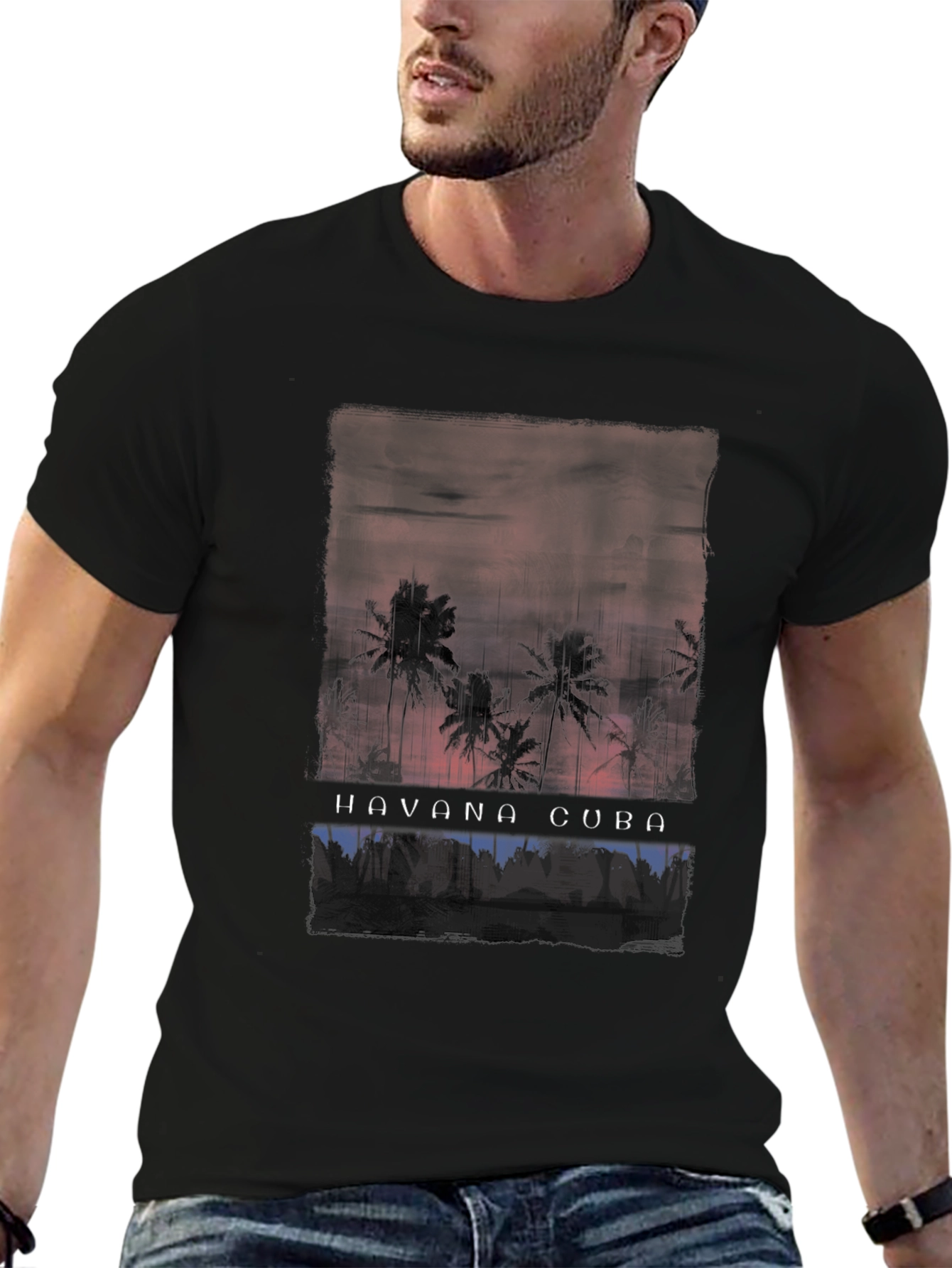 Havana Cuba Palms T-Shirt - Sunset Silhouette Tee
