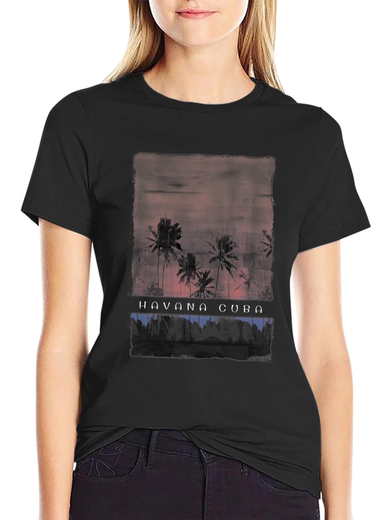 Havana Cuba Palms T-Shirt - Sunset Silhouette Tee