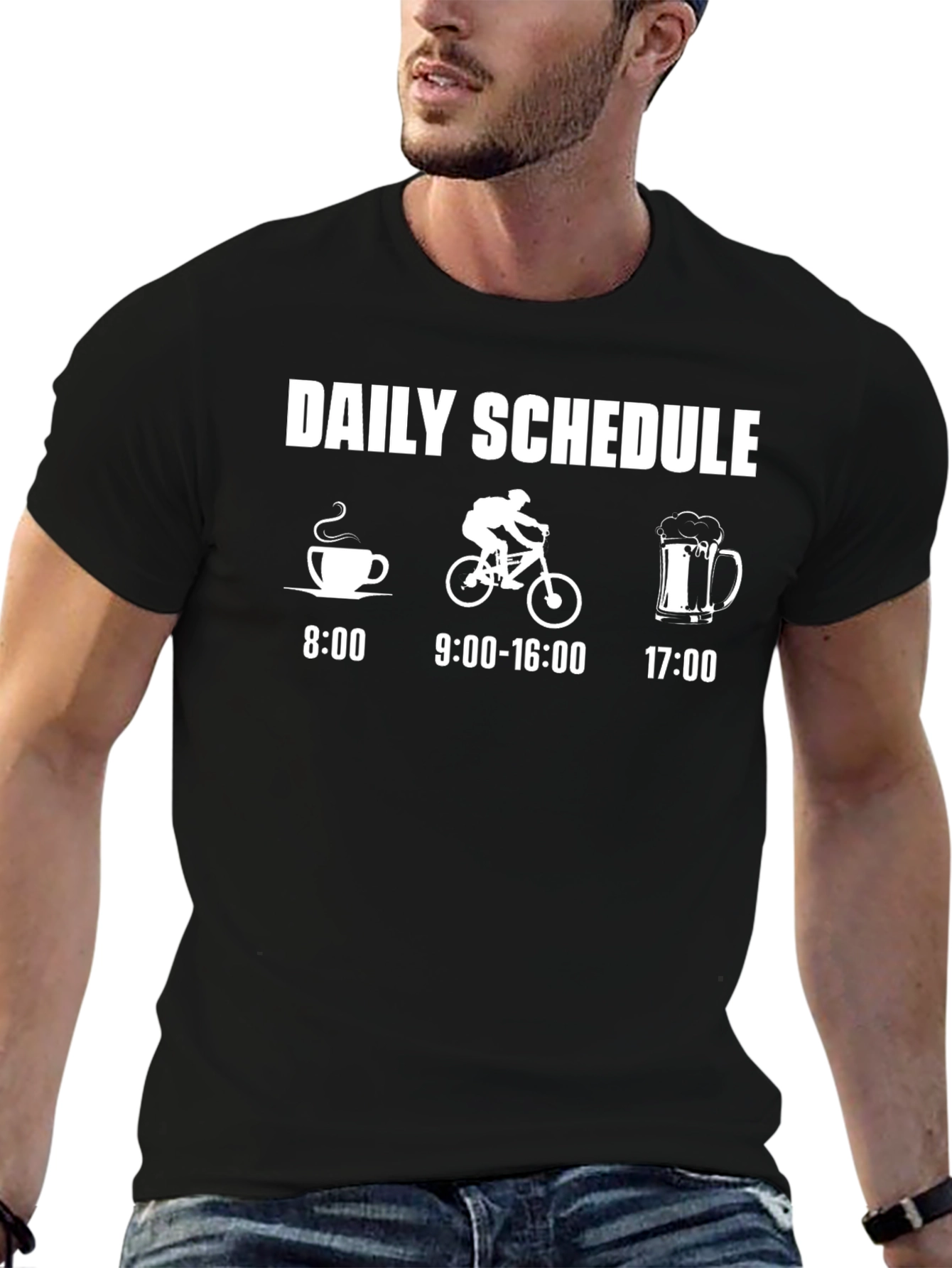 Daily Schedule T-Shirt - Cycling Coffee and Beer