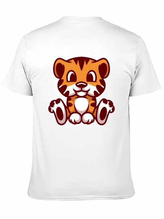 Cute Cartoon Tiger Graphic Black T-Shirt