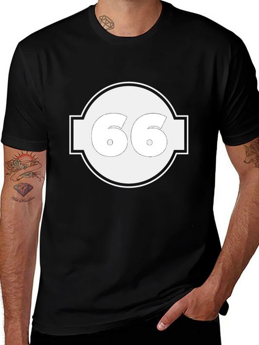 Retro Number 66 Graphic Tee - Black T-Shirt