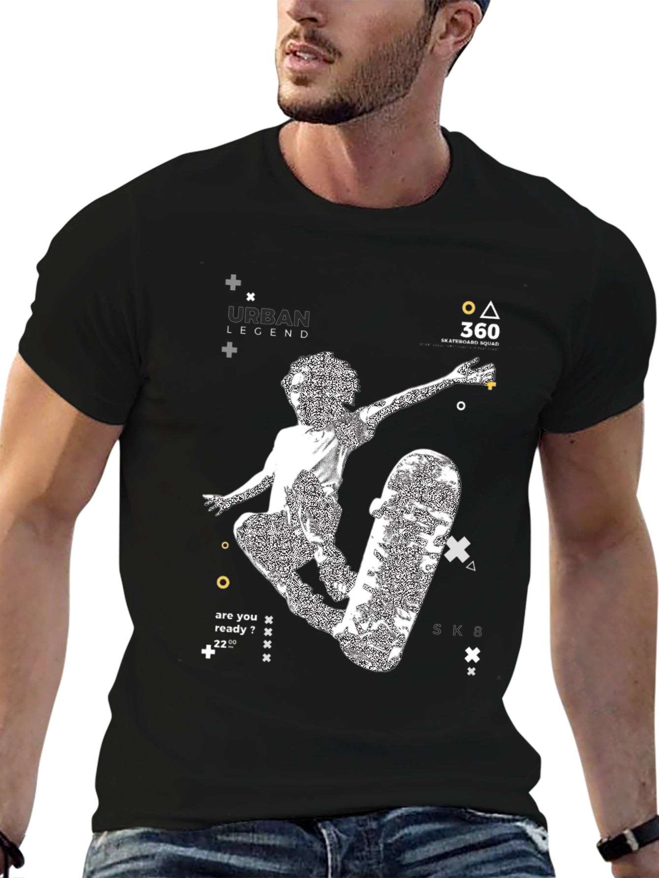 Urban Legend Skateboarder Graphic Tee - Black