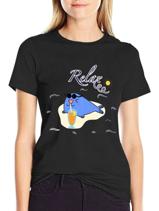 Relaxing Seal Black T-Shirt
