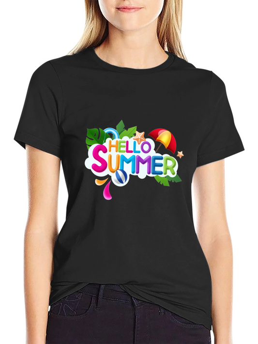 Hello Summer Black Graphic T-Shirt