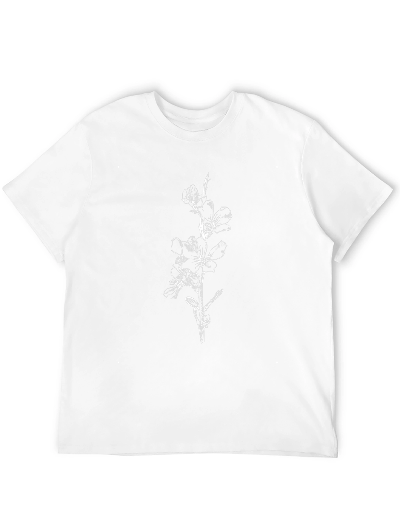 Black T-Shirt with White Floral Design