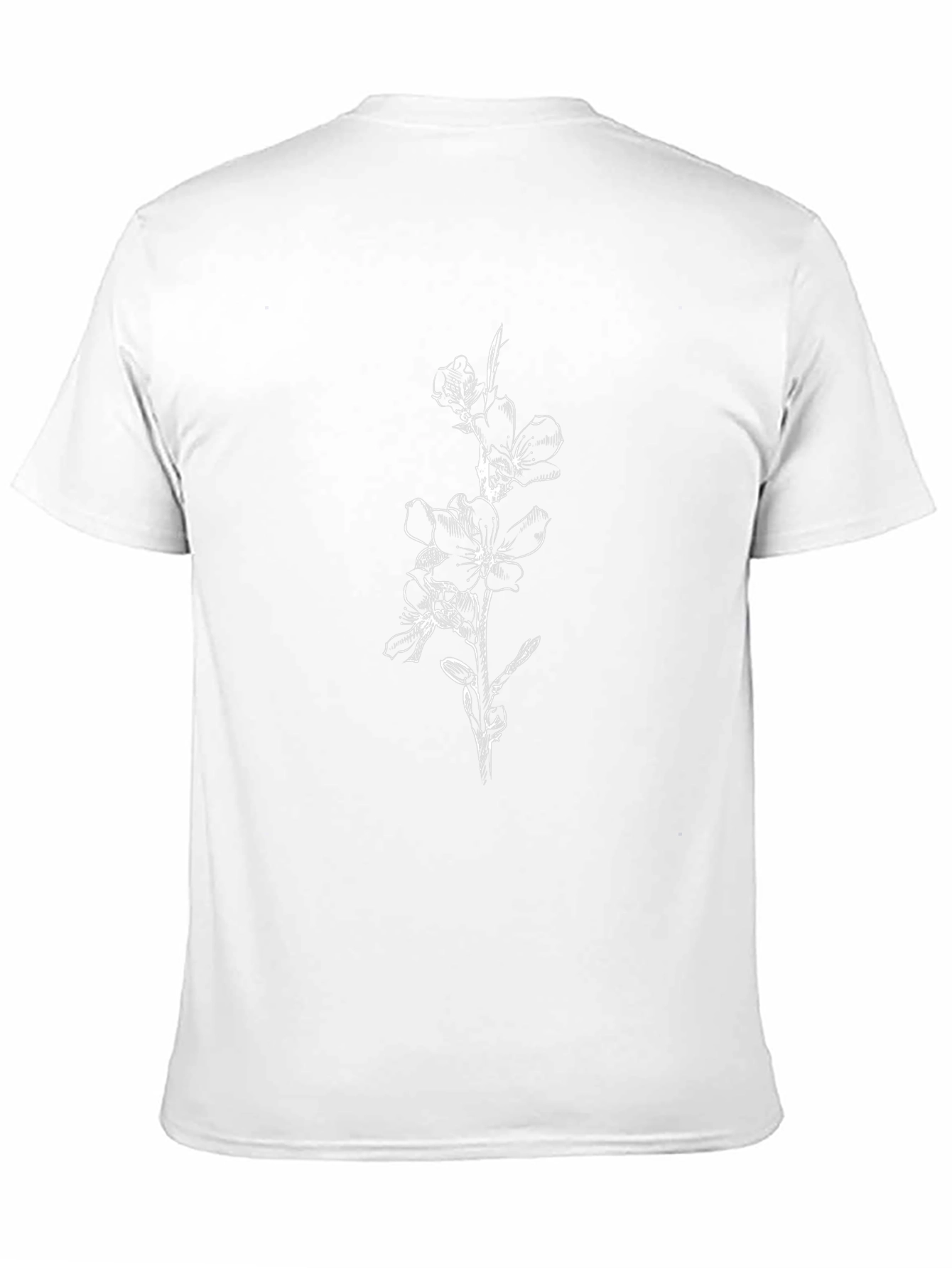 Black T-Shirt with White Floral Design