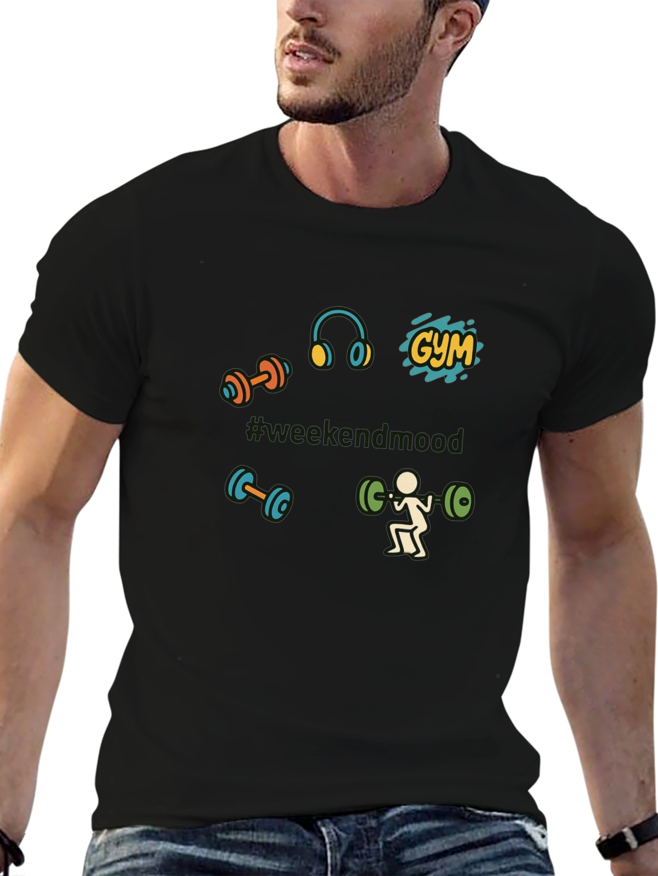 Gym Weekend Mood Black T-Shirt