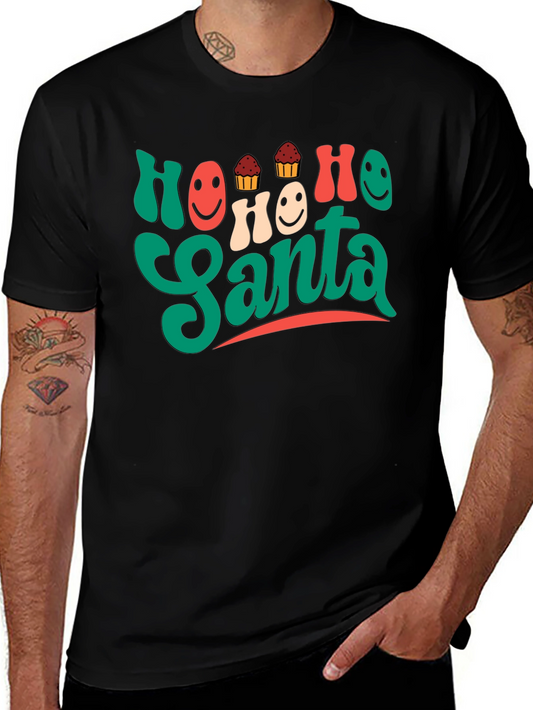 Festive Ho Ho Ho Santa Graphic Tee - Christmas Cheer