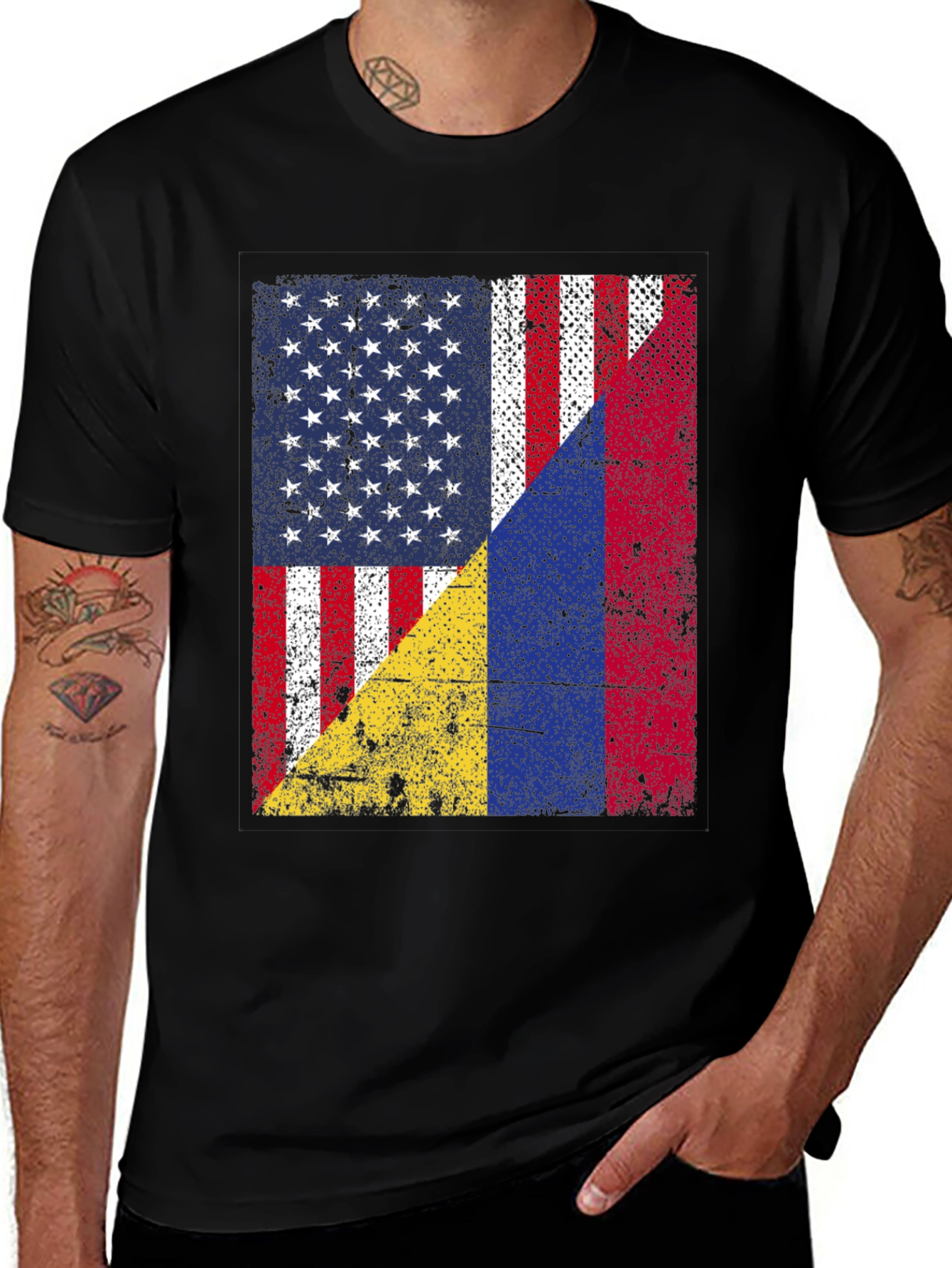 USA Colombia Flags T-Shirt - Patriotic Pride