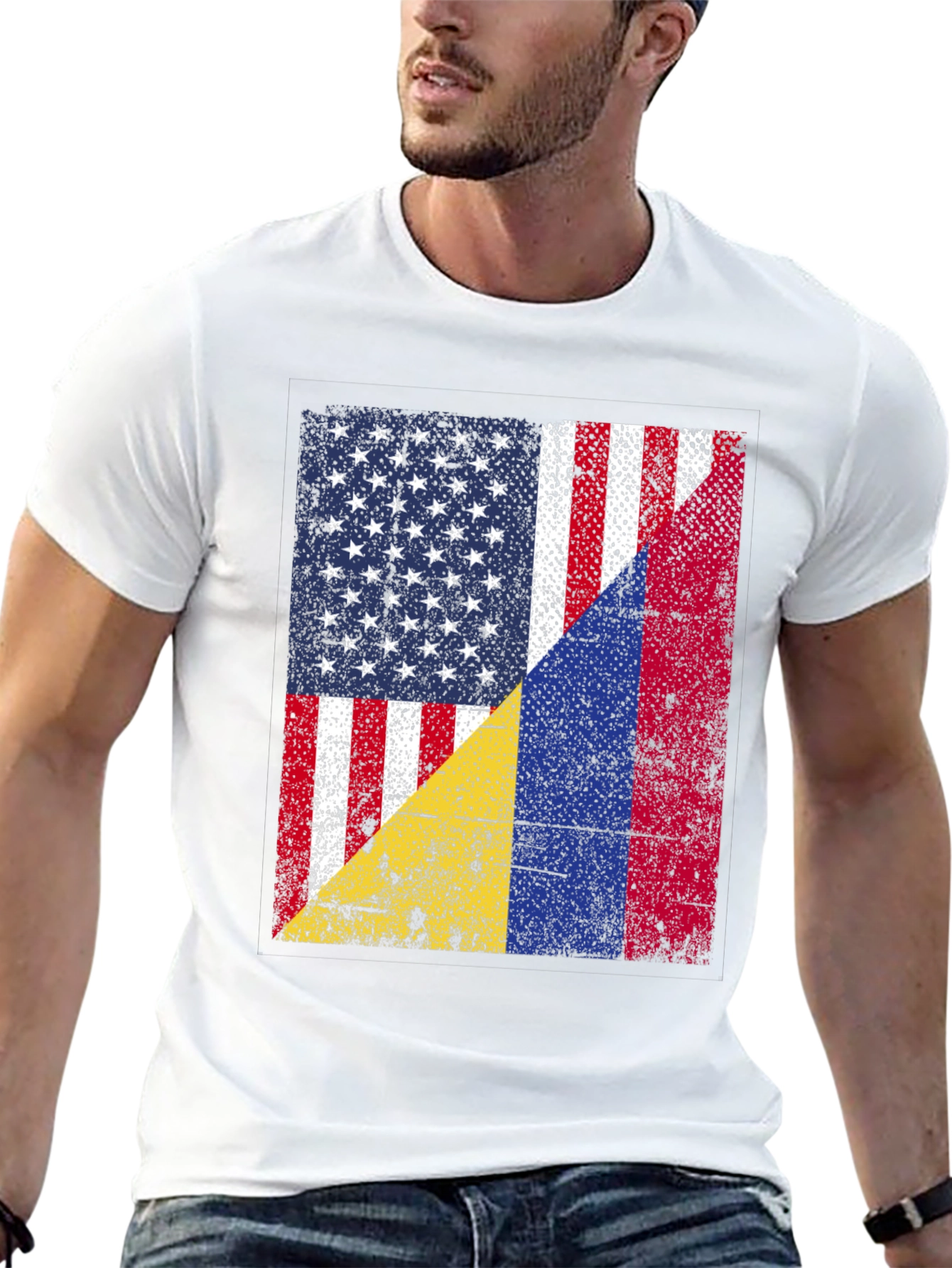 USA Colombia Flags T-Shirt - Patriotic Pride