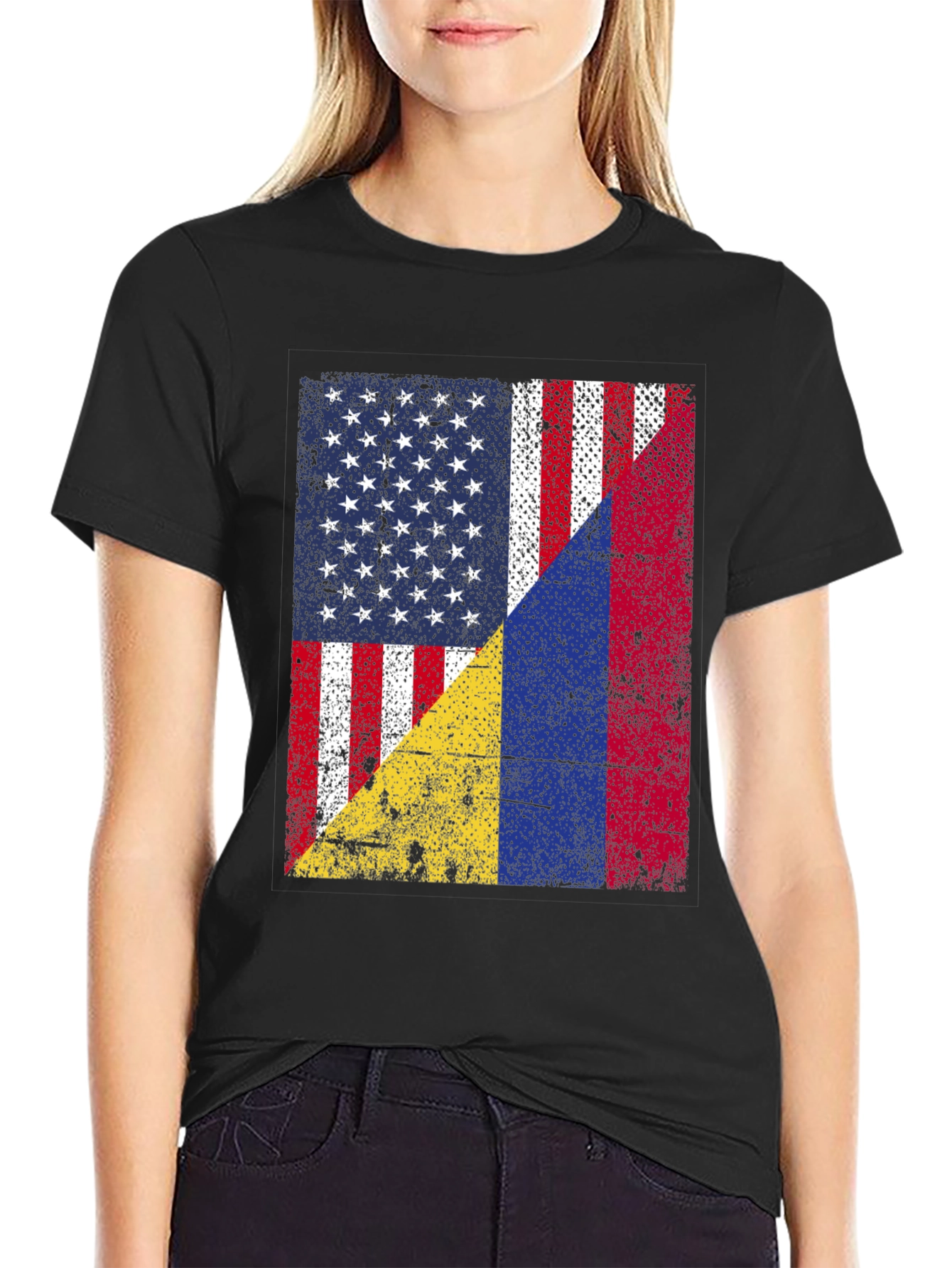 USA Colombia Flags T-Shirt - Patriotic Pride