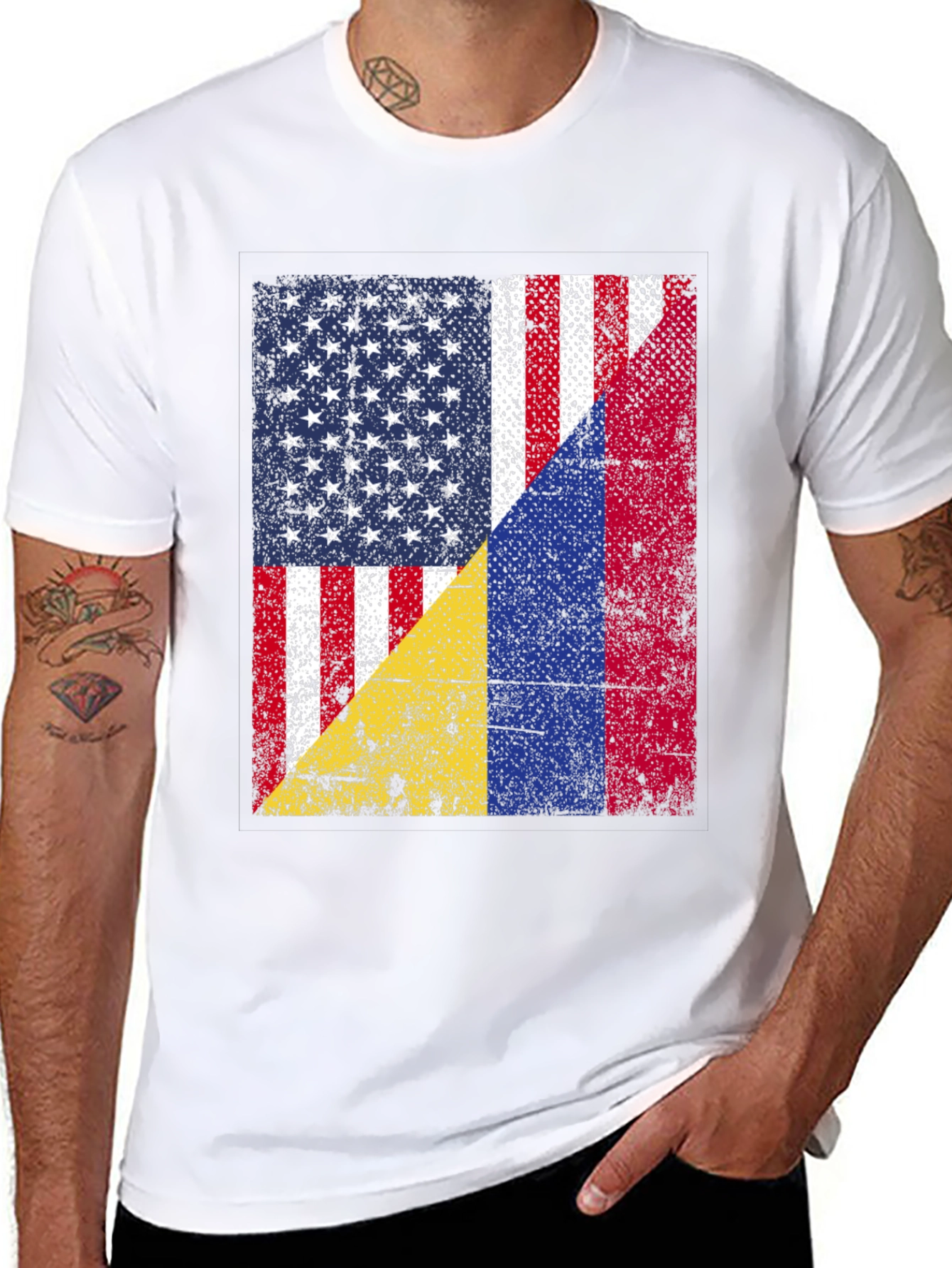 USA Colombia Flags T-Shirt - Patriotic Pride